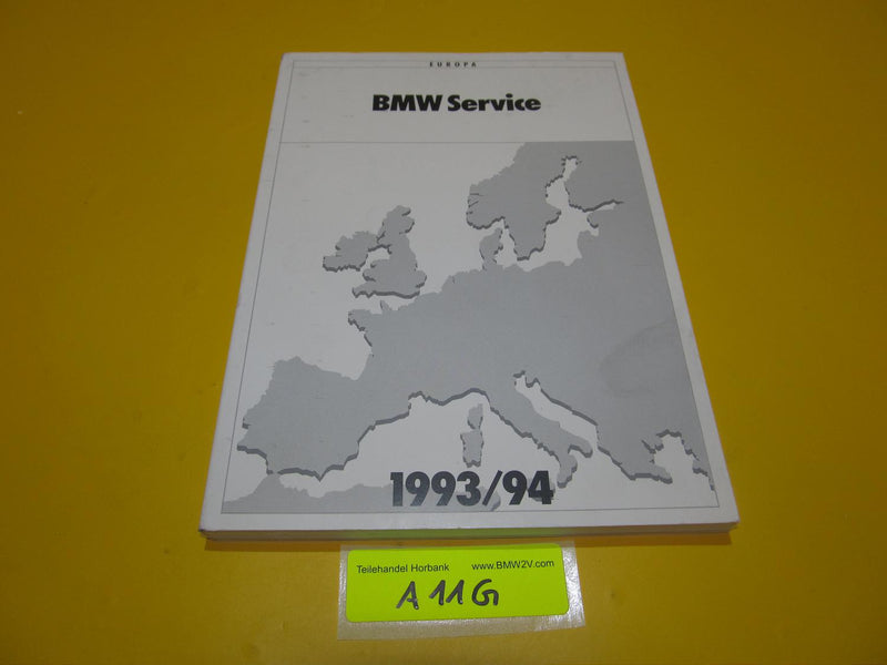 BMW Service Heft Europa Kontakt Broschüre 93/94 9787367 Händlerverzeichnis