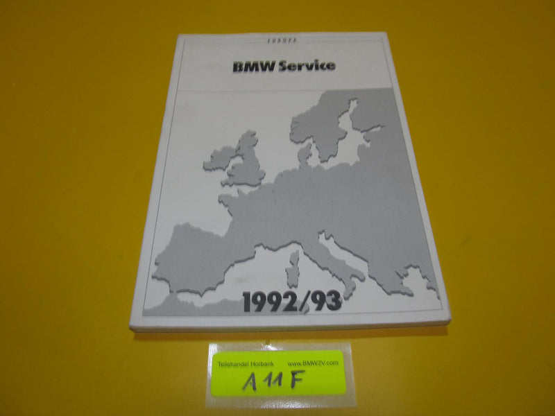 BMW Service Heft Europa Kontakt Broschüre 92/93 9784977 Händlerverzeichnis