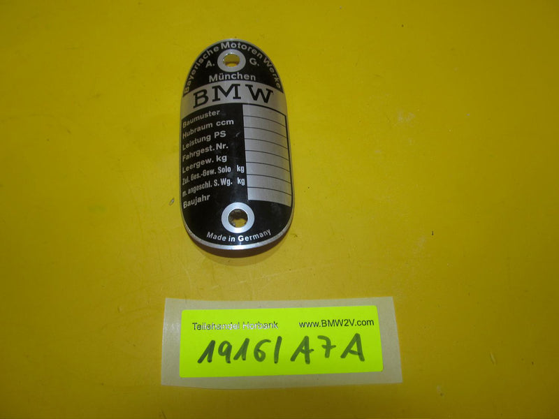 BMW R50 R51 R60 R69 S /2 /3 Typenschild Blanko type plate
