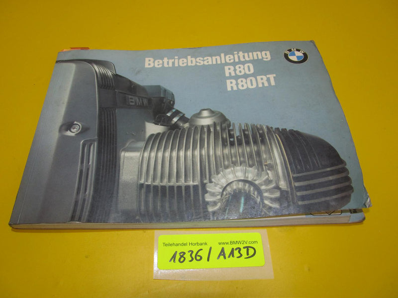BMW R80 RT Betriebsanleitung Serviceheft 9798484 1984 riders manual