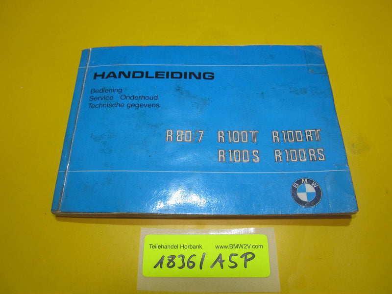 BMW R80 R100 /7 RS RT S Bordbuch Betriebsanleitung log NL 9798016 1978