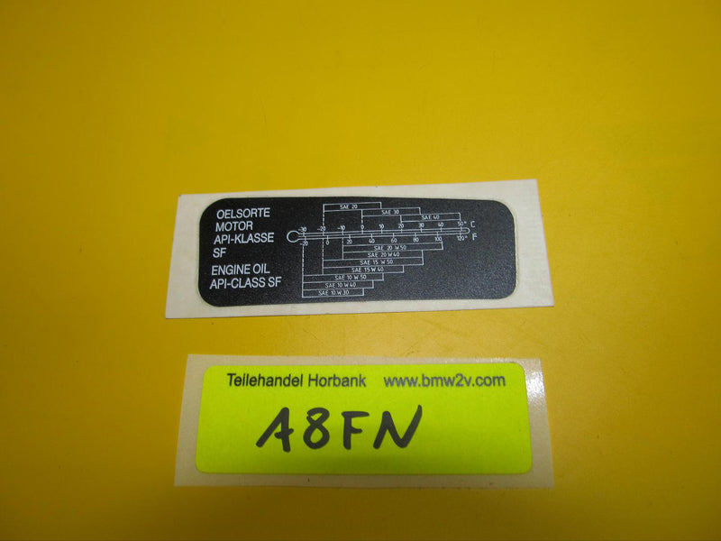 BMW R100 RS Hinweisschild Oelsorte für Cockpit Folie Aufkleber 1236232