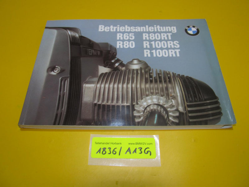 BMW R100 R80 R65 RT RS Betriebsanleitung Serviceheft 9798740 1990 riders manual