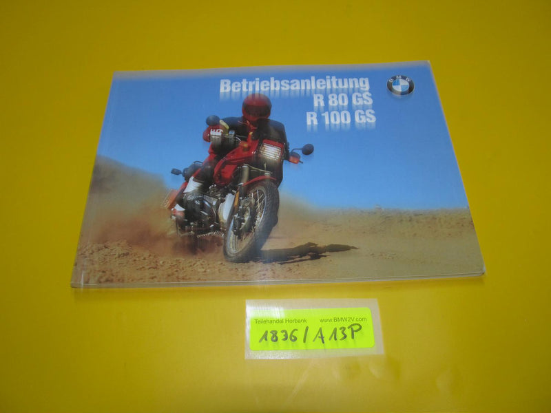 BMW R100 R80 GS Betriebsanleitung Serviceheft 9798730 1990 riders manual
